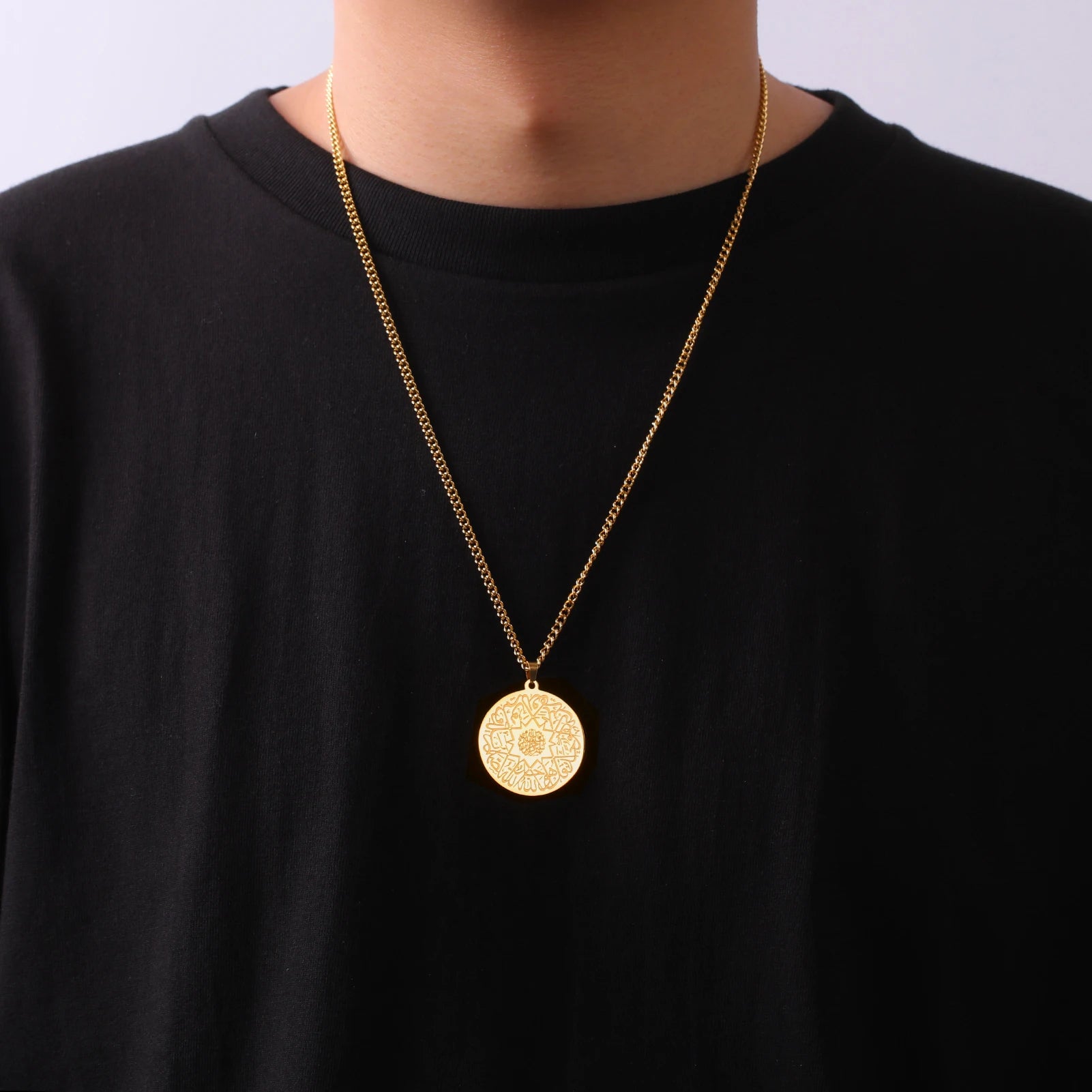 LIKGREAT Muslim Islamic Shahada Prayer Pendant Necklace Religious Protection Amulet Stainless Steel Allah Necklace Jewelry Gifts