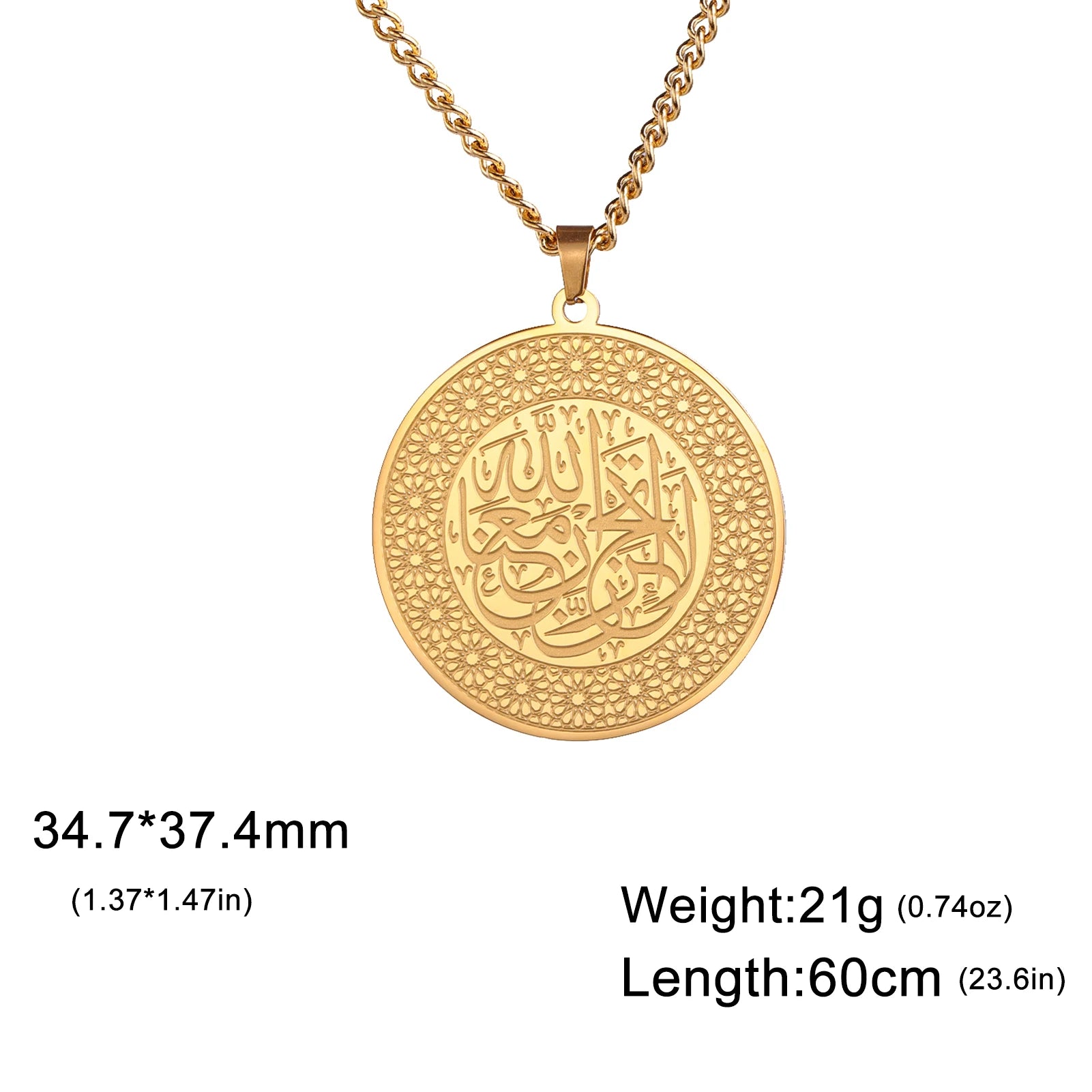 LIKGREAT Muslim Islamic Shahada Prayer Pendant Necklace Religious Protection Amulet Stainless Steel Allah Necklace Jewelry Gifts