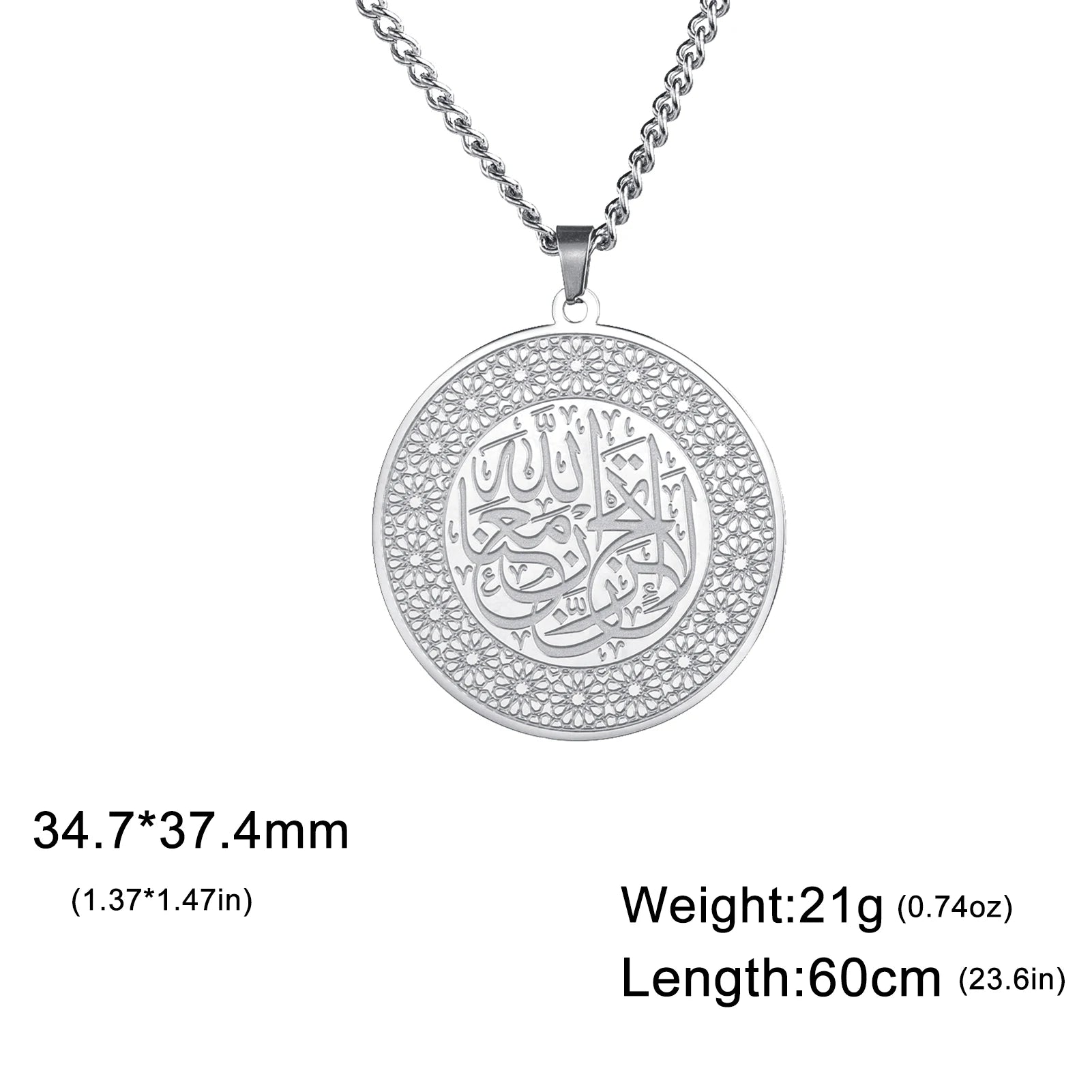 LIKGREAT Muslim Islamic Shahada Prayer Pendant Necklace Religious Protection Amulet Stainless Steel Allah Necklace Jewelry Gifts