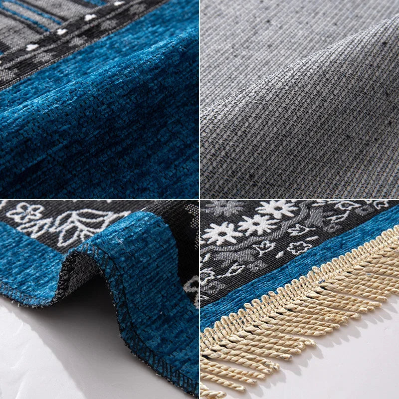 Women Men Muslim Prayer Rug Worship Kneel Printed Floor Mat Protable Travel Prayer Rugs Ramadan Gift Soft Islamic Prayer Rug