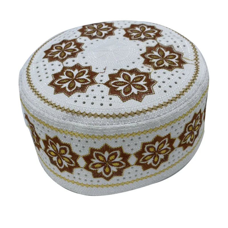 2023 New Muslim Prayer Hats Breathable Headware Kufi Hat Men Islam Skull Cap Ramadan Eid Gift Embroidery Man Hat