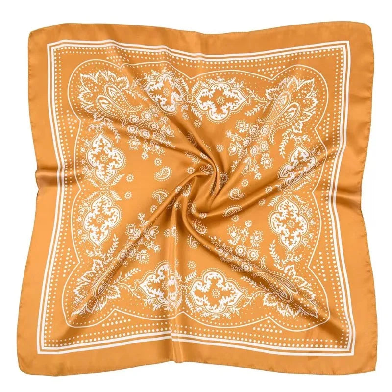 Women Scarf 70cm Black Hip Hop Bandana Kerchief Paisley Printed Hijab Headwear Wrist Hairwrap Square Scarves Print Handkerchief