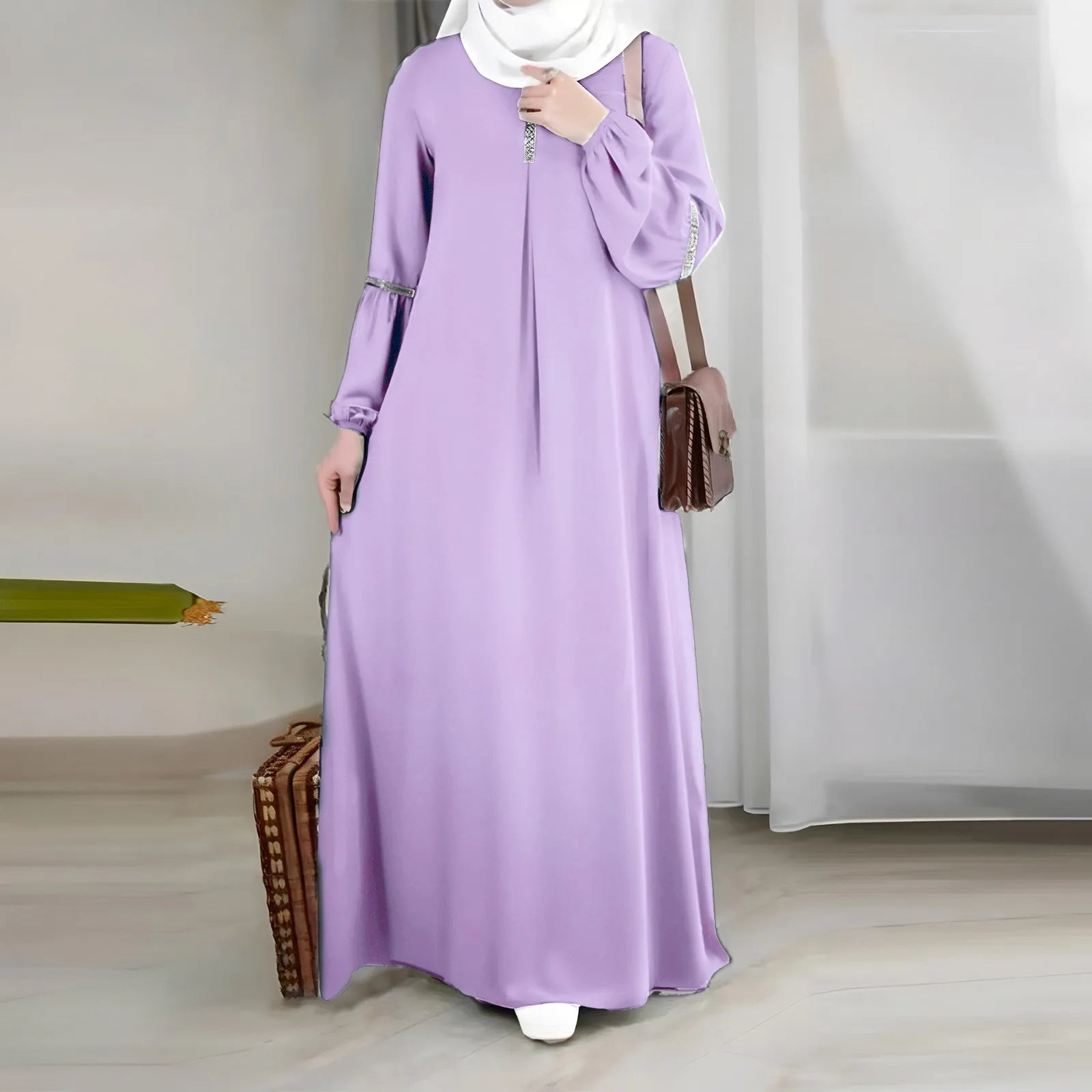 Women'S Muslim Dress Ramadan Muslim Clothes Elegant Solid Color Robe Abaya Dubai Turkey Islam Prayer Clothes Islam Women Dress