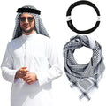 Arab Shemagh Muslim Keffiyeh Head Wrap Tactical Desert Head Neck Scarf Military Shawl Arabic Scarf Headwear with Agal Rope
