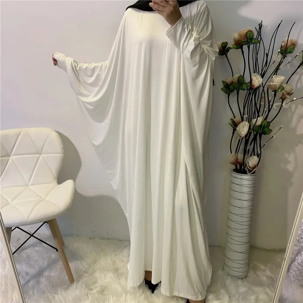 Ramadan Muslim Women Abaya Khimar Prayer Garment Batwing Sleeve Dresses Turkey Arabic Islamic Clothing Modest Robe Burqa Caftan