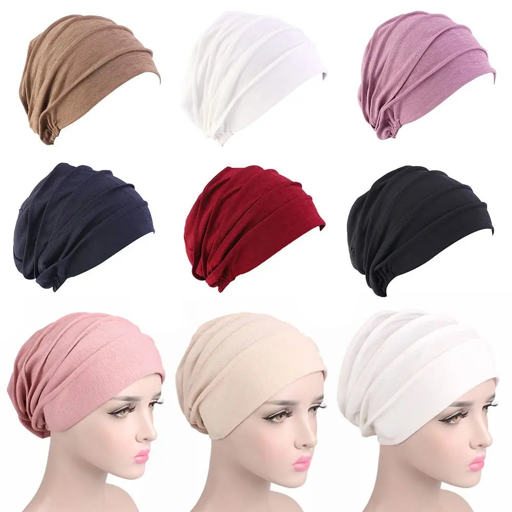 Women Turban Hat Beanies Hair Loss Headscarf Female Elastic Turban Hat Chemo Hat Head Wrap Muslim Hijabs