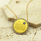 Islamic Muslim Arabic Quran Turkish Evil Eyes Pendant Necklace for Women Men Stainless Steel Gold Color Allah Rhinestone Jewelry
