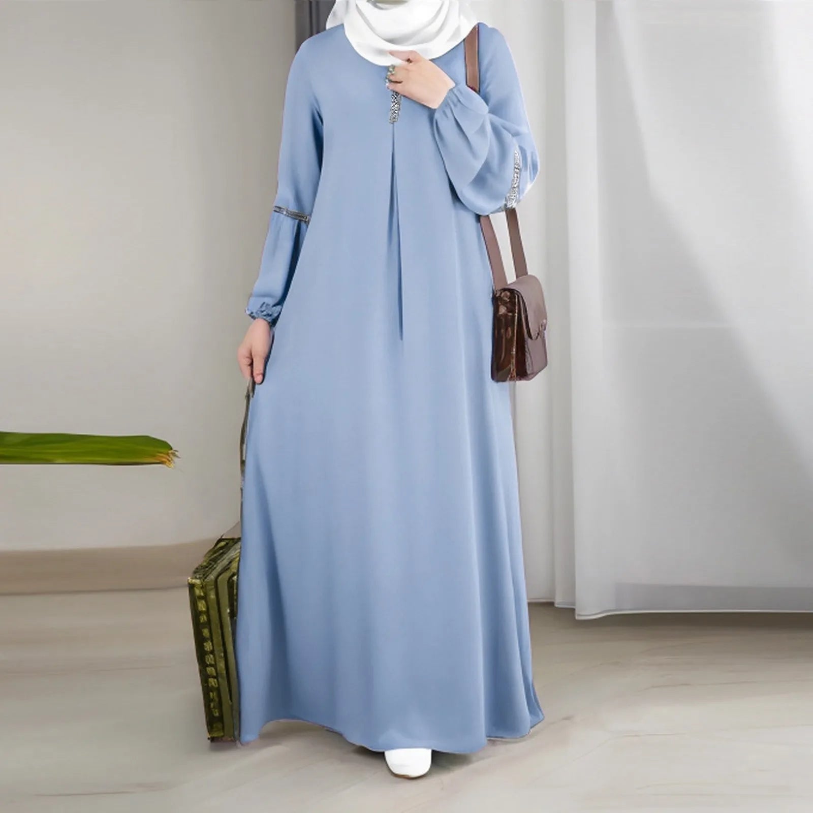 Women'S Muslim Dress Ramadan Muslim Clothes Elegant Solid Color Robe Abaya Dubai Turkey Islam Prayer Clothes Islam Women Dress