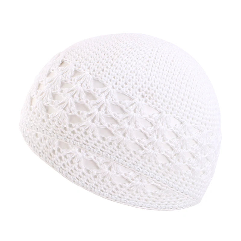 New Kufi Cap Solid Cotton Women Men Prayer Hats Islamic Islamic Beanie Kufi Hats Crochet Handmade Winter Keep Warm Accessories