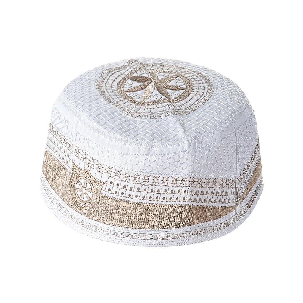 New Muslim Men Prayer Cap Hat Cotton Embroidery Leisure Saudi Arabia Islamic Hat Cap Men Headscarf Topkippot Turban Saudi Cap