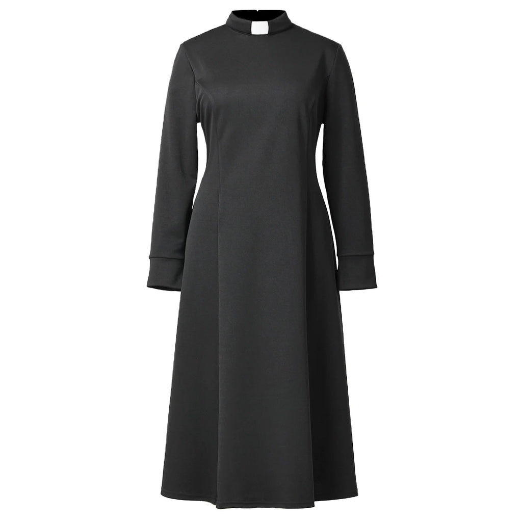 Clergy Dresses for Women Female Catholic Church Choir Pastor Nun Minister Tab Collar Clergydress Cassock Garments