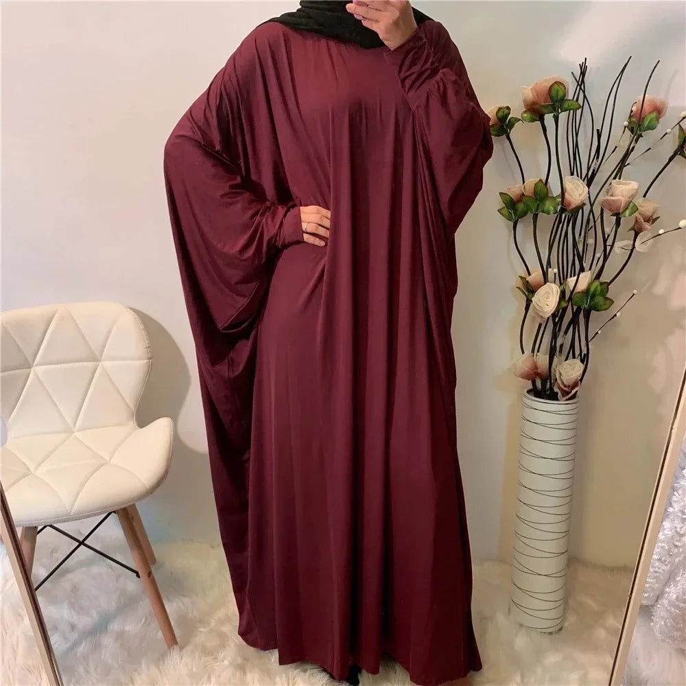 Ramadan Muslim Women Abaya Khimar Prayer Garment Batwing Sleeve Dresses Turkey Arabic Islamic Clothing Modest Robe Burqa Caftan