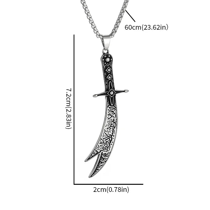 Islamic Imam Ali Zulfiqar Sword Necklace for Men and Women Quran Necklace Shia Islamic Muslim Jewelry