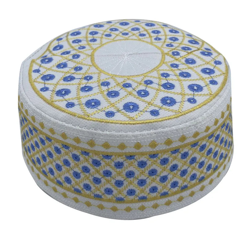 2023 New Muslim Prayer Hats Breathable Headware Kufi Hat Men Islam Skull Cap Ramadan Eid Gift Embroidery Man Hat