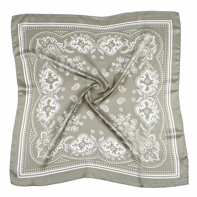 Women Scarf 70cm Black Hip Hop Bandana Kerchief Paisley Printed Hijab Headwear Wrist Hairwrap Square Scarves Print Handkerchief