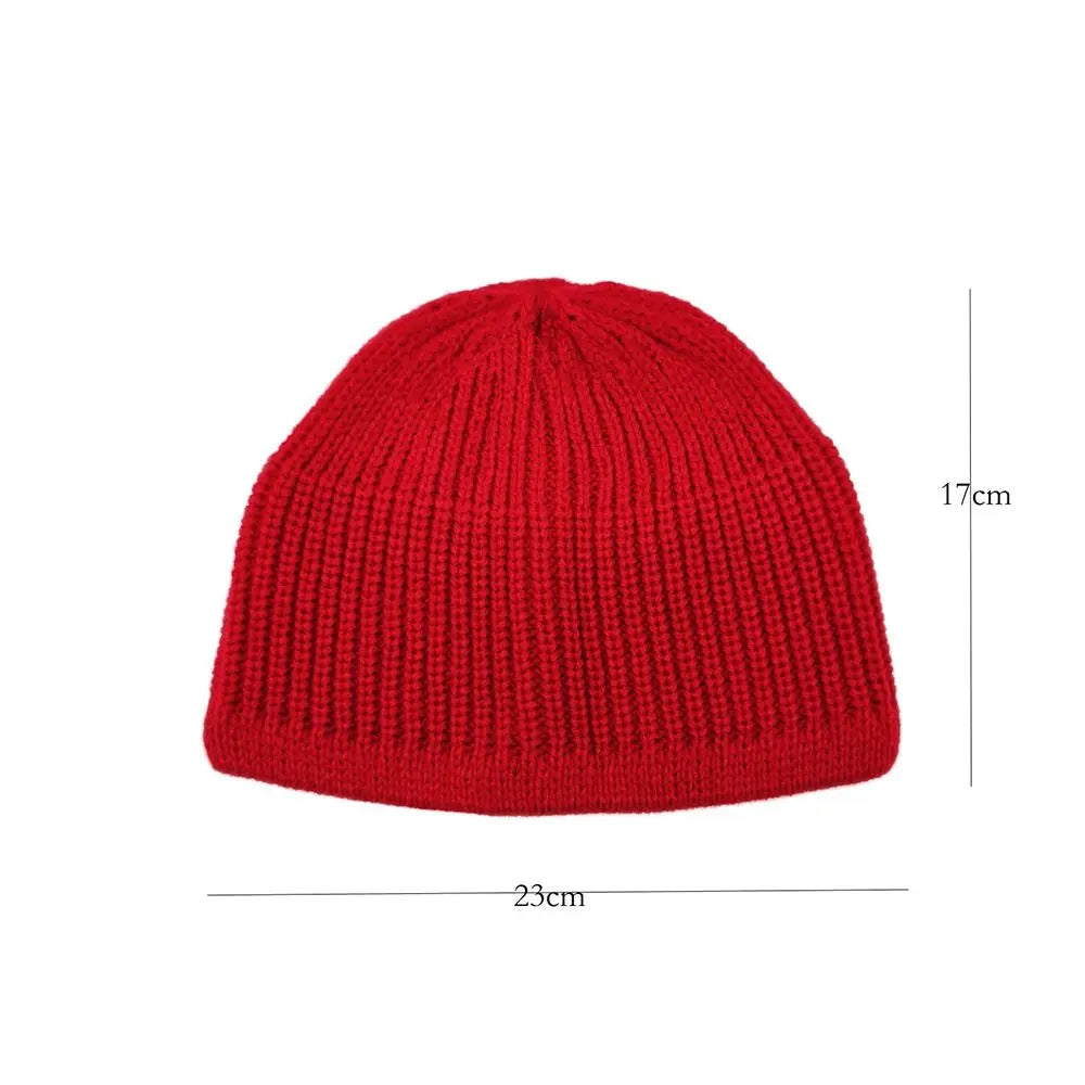 New Solid Color Kufi Cap Casual Breathable Skull Hat Crochet Knit Knitted Hat Men