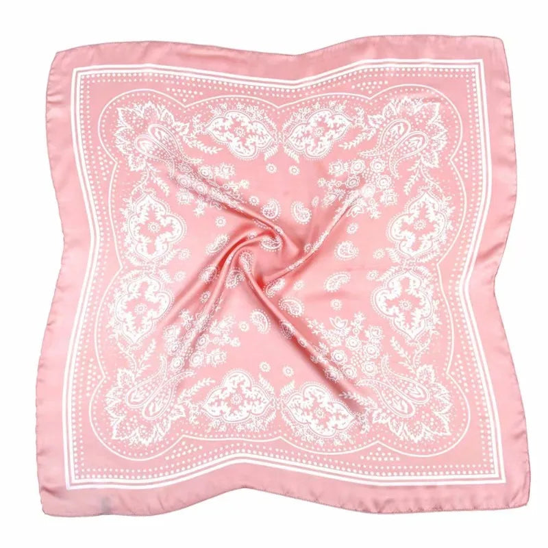 Women Scarf 70cm Black Hip Hop Bandana Kerchief Paisley Printed Hijab Headwear Wrist Hairwrap Square Scarves Print Handkerchief