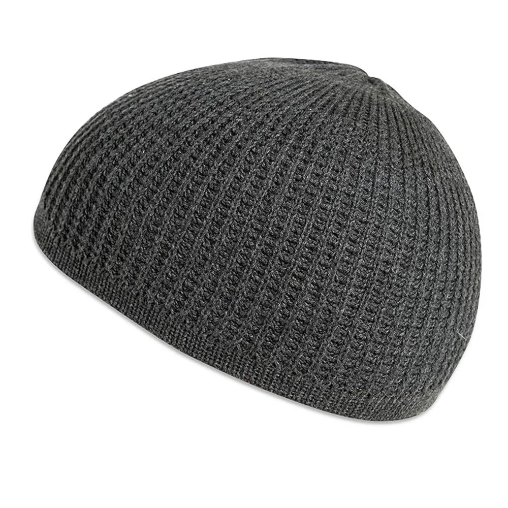 New Solid Color Kufi Cap Casual Breathable Skull Hat Crochet Knit Knitted Hat Men