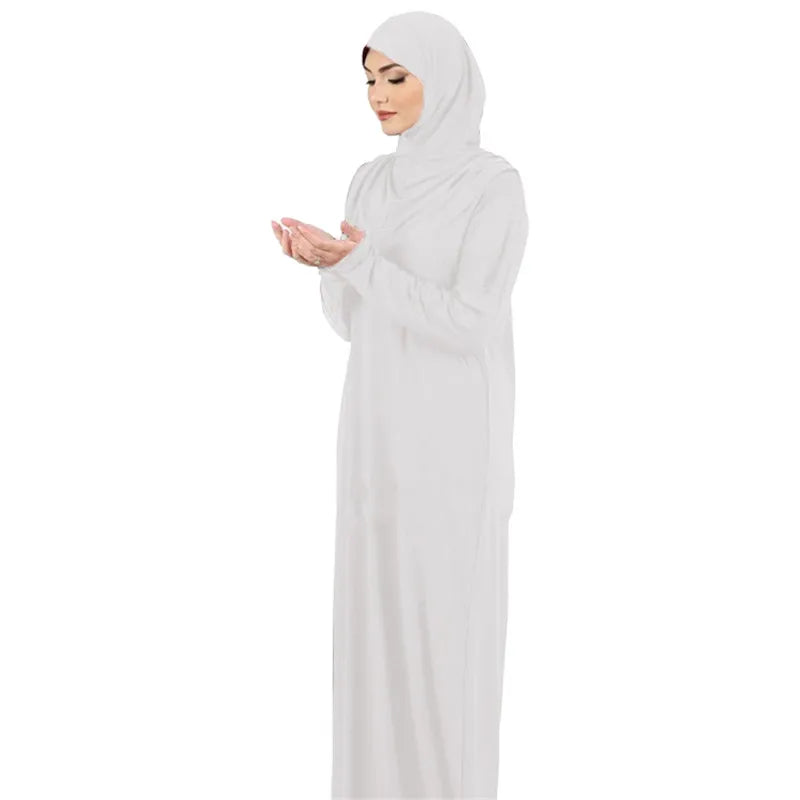 Women's Prayer Garment Ramadan Muslim Abaya Kaftan Women Jilbab with Hijab Abayat Islam Modest Dress Robe Islamic Arab Clothes