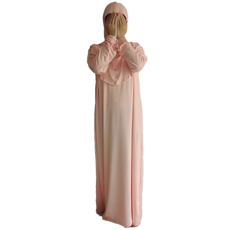 Women's Prayer Garment Ramadan Muslim Abaya Kaftan Women Jilbab with Hijab Abayat Islam Modest Dress Robe Islamic Arab Clothes