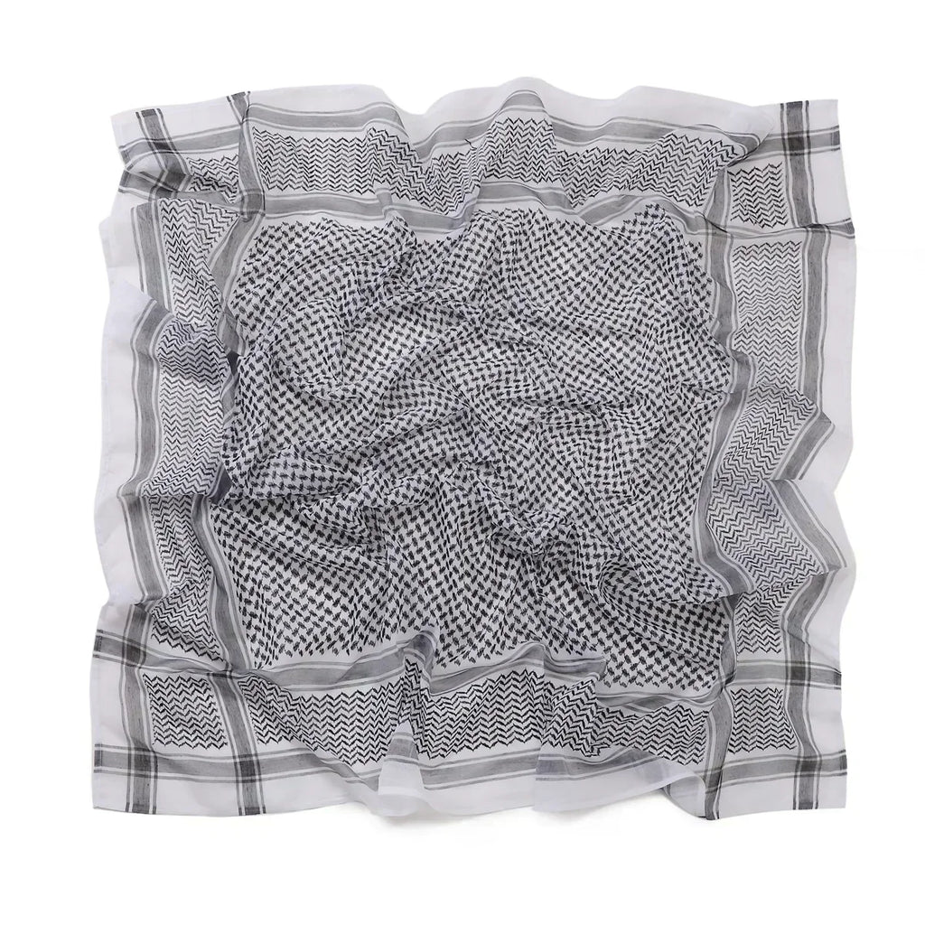 Arab Shemagh Muslim Keffiyeh Head Wrap Tactical Desert Head Neck Scarf Military Shawl Arabic Scarf Headwear with Agal Rope