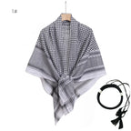 Arab Shemagh Muslim Keffiyeh Head Wrap Tactical Desert Head Neck Scarf Military Shawl Arabic Scarf Headwear with Agal Rope