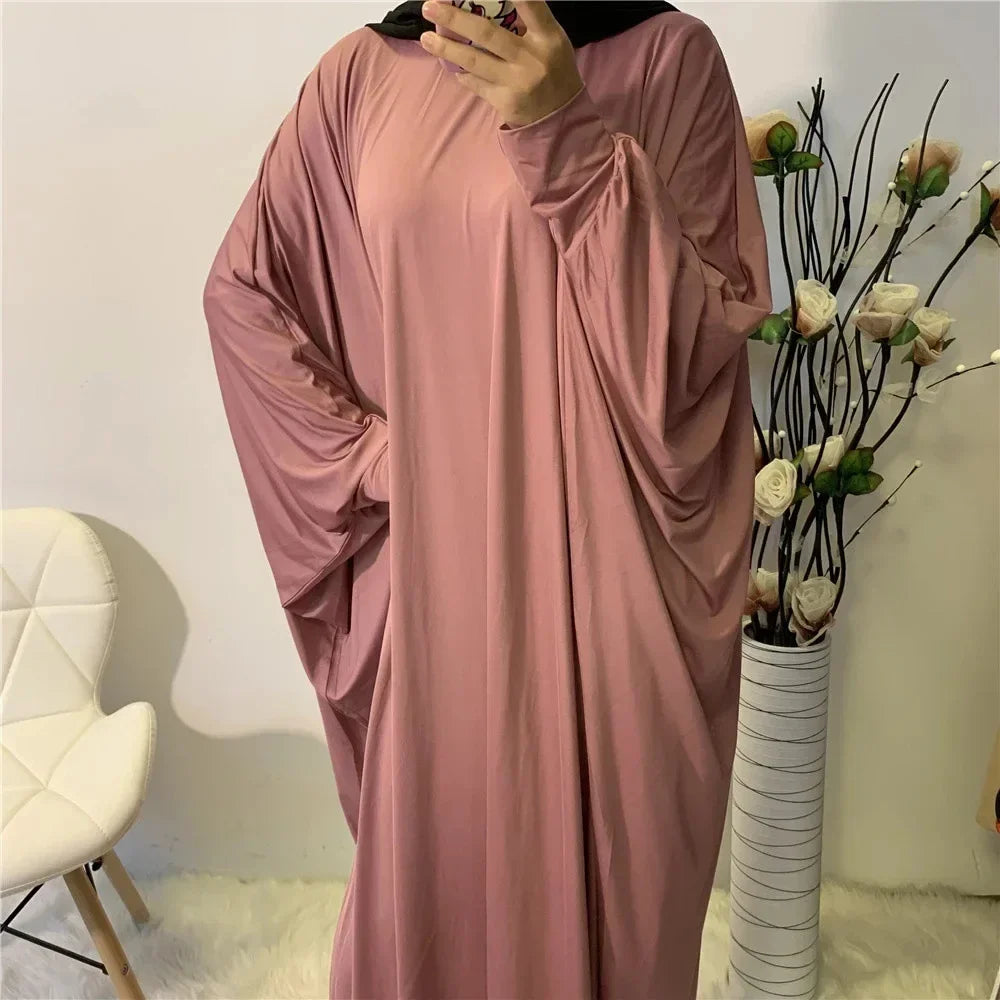 Ramadan Muslim Women Abaya Khimar Prayer Garment Batwing Sleeve Dresses Turkey Arabic Islamic Clothing Modest Robe Burqa Caftan