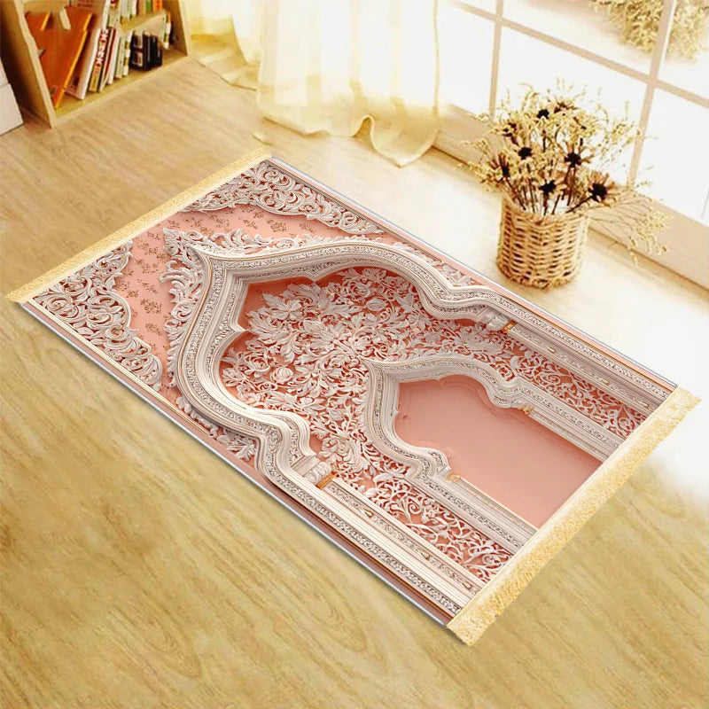 VIKAMA Muslim Prayer Rug Islamic Prayer Mat Indoor and Outdoor Foldable Prayer Mat Living Room Bedroom Carpet Home Decoration