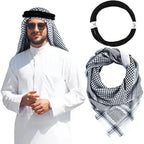 Arab Shemagh Muslim Keffiyeh Head Wrap Tactical Desert Head Neck Scarf Military Shawl Arabic Scarf Headwear with Agal Rope