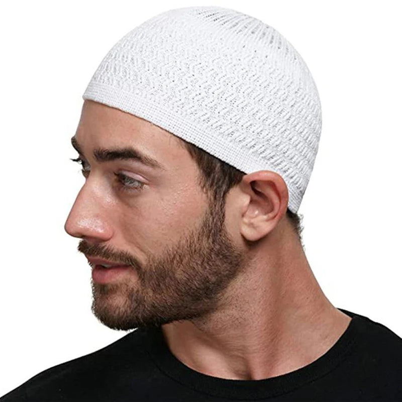 1pc Men's Casual Knitted Muslim Women Prayer Hats Winter Warm Beanies Cap Islamic Ramadan