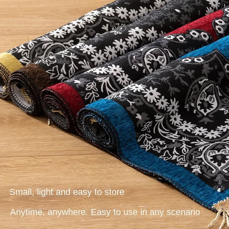 Women Men Muslim Prayer Rug Worship Kneel Printed Floor Mat Protable Travel Prayer Rugs Ramadan Gift Soft Islamic Prayer Rug