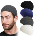 New Solid Color Kufi Cap Casual Breathable Skull Hat Crochet Knit Knitted Hat Men