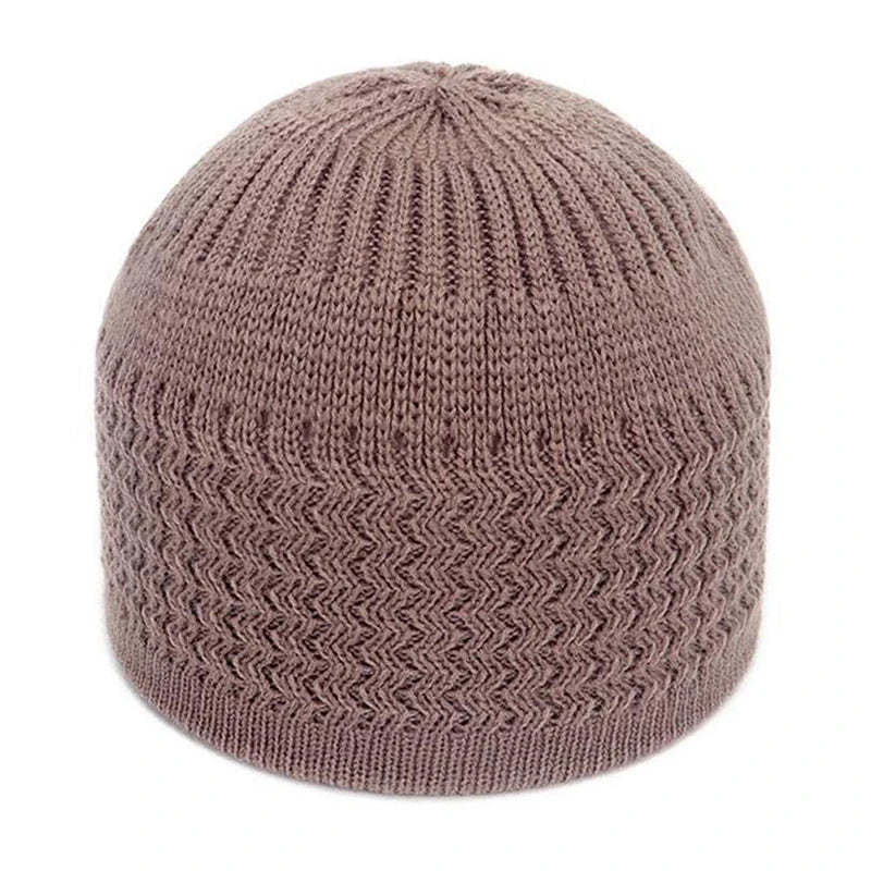 1pc Men's Casual Knitted Muslim Women Prayer Hats Winter Warm Beanies Cap Islamic Ramadan