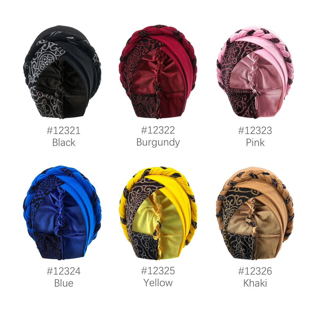 Head Scarf for Muslim Women Turban Cap Ladies Islamic Print Bonnet Hat Braid Headband Turbante Mujer Beanies Hats
