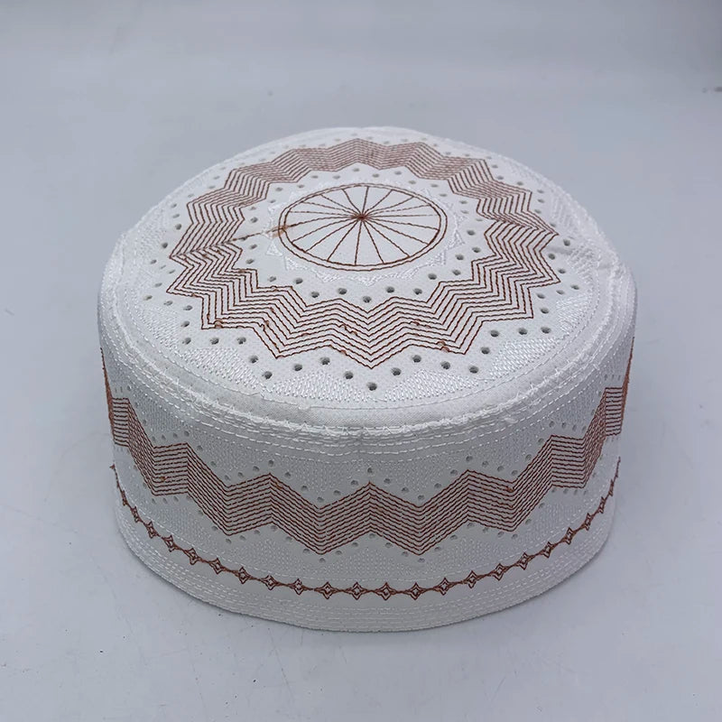 2023 New Muslim Prayer Hats Breathable Headware Kufi Hat Men Islam Skull Cap Ramadan Eid Gift Embroidery Man Hat