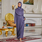 Women's Prayer Garment Ramadan Muslim Abaya Kaftan Women Jilbab with Hijab Abayat Islam Modest Dress Robe Islamic Arab Clothes