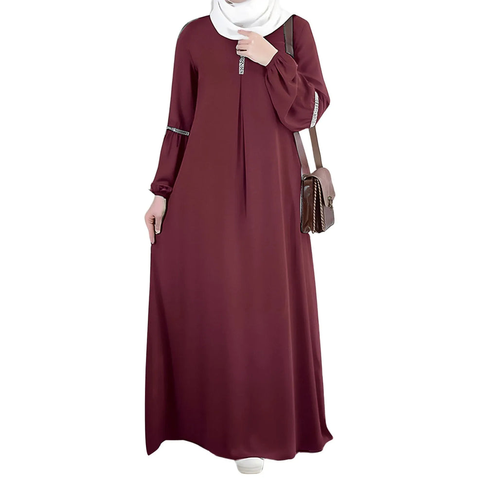 Women'S Muslim Dress Ramadan Muslim Clothes Elegant Solid Color Robe Abaya Dubai Turkey Islam Prayer Clothes Islam Women Dress