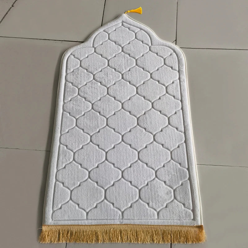 Flannel Prayer Mat Worship Blanket Worship Kneel Embossing Floor Carpets Non-slip Soft Portable Travel Prayer Rug Ramadan Gift
