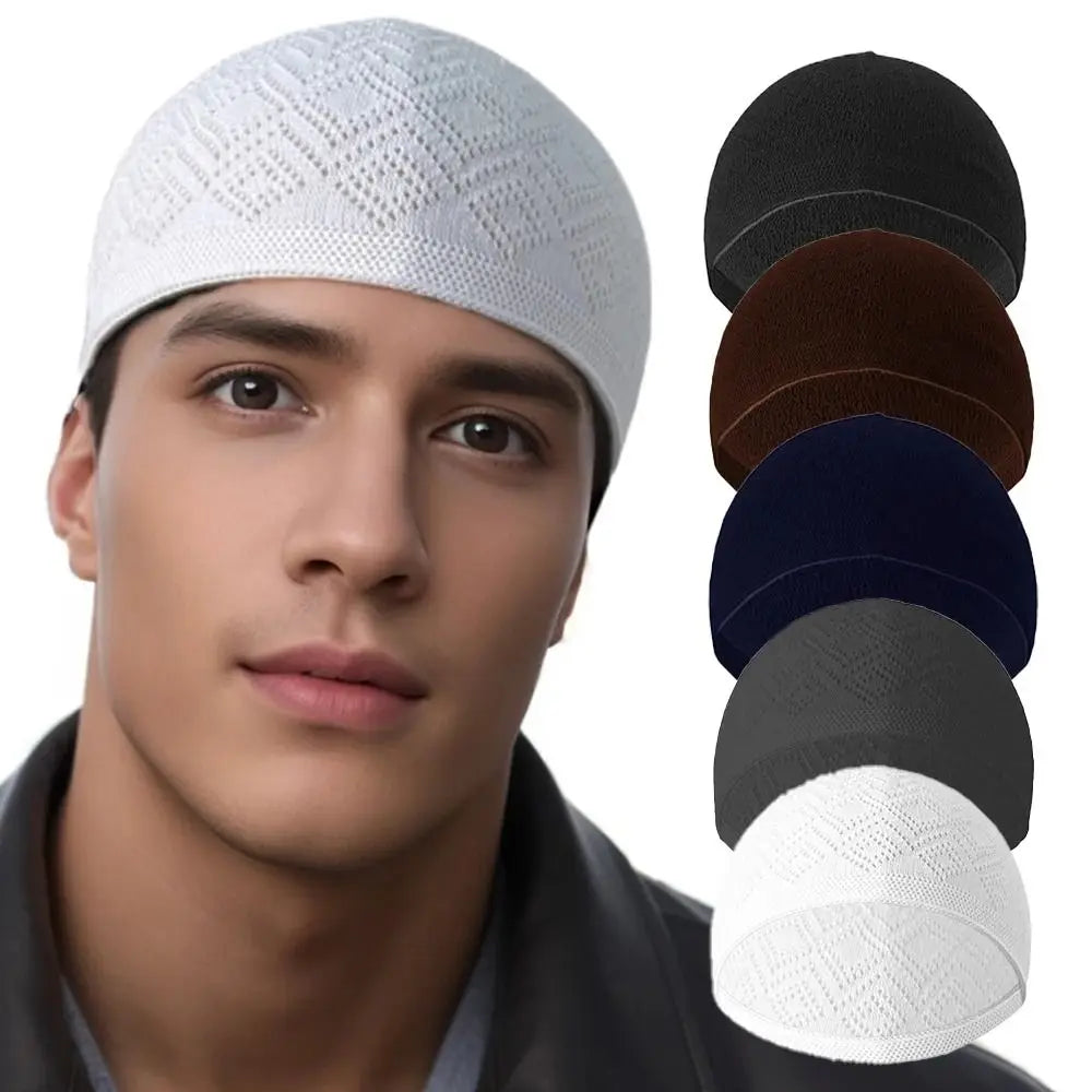 Muslim Men Prayer Hats Unisex Winter Warm Knitted Beanie Cap Islam Jewish India Caps Musulman Arab Men's Kippah Homme Hat