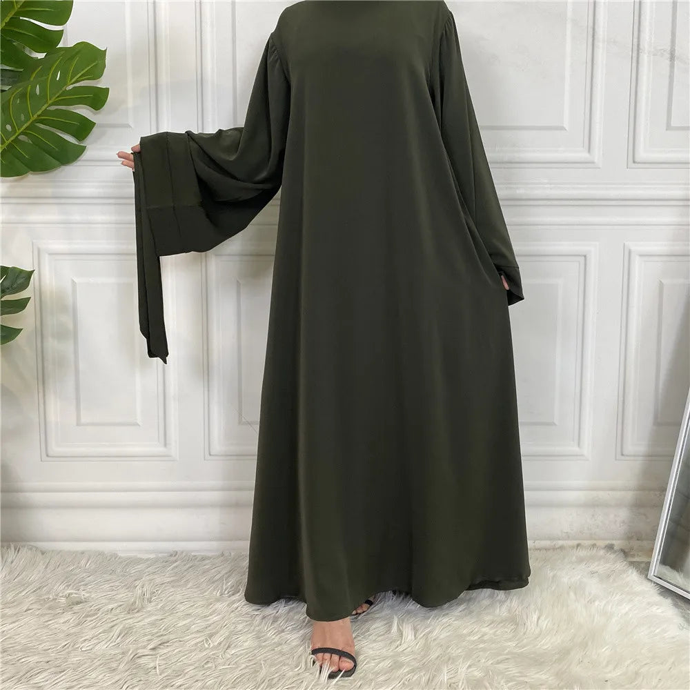 Classic Robe Abayas for Muslim Women Modest Ramadan Prayer Simple High Quality Black Khaki Dresses with belt Turkey Clothing