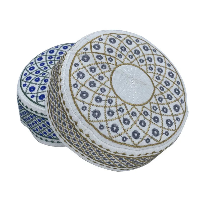 2023 New Muslim Prayer Hats Breathable Headware Kufi Hat Men Islam Skull Cap Ramadan Eid Gift Embroidery Man Hat