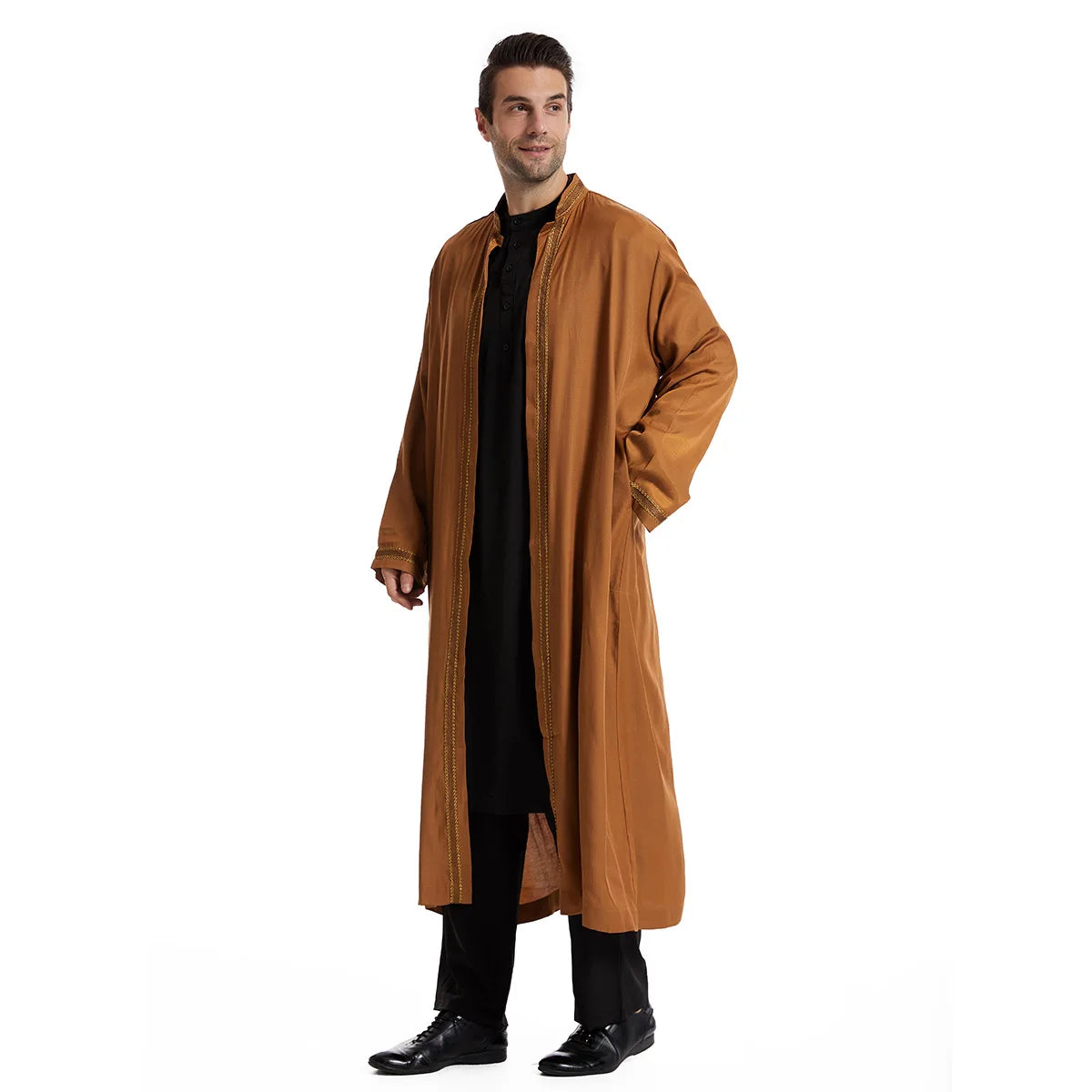Islam Men's Jubba Thobe Kimono Cardigan Muslim Dress Arabic Robe Djellaba Eid Ramadan Saudi Dubai Turkey Morocco Kaftan Gown