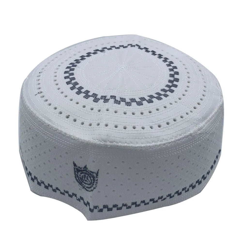 2023 New Muslim Prayer Hats Breathable Headware Kufi Hat Men Islam Skull Cap Ramadan Eid Gift Embroidery Man Hat