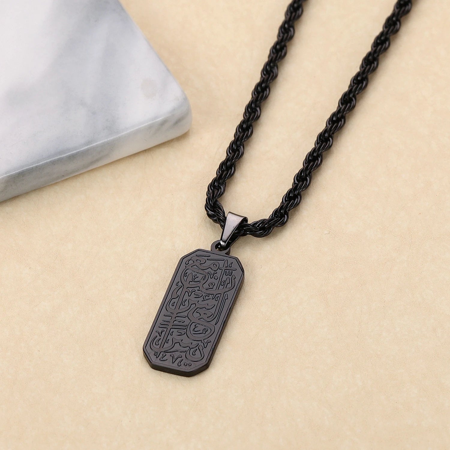 Arabic Verily With Every Hardship Comes Ease Necklace Islamic Pendant Arabic Tag For Men Islamic Jewelry Jewelry For Mens Gift