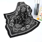 Women Scarf 70cm Black Hip Hop Bandana Kerchief Paisley Printed Hijab Headwear Wrist Hairwrap Square Scarves Print Handkerchief