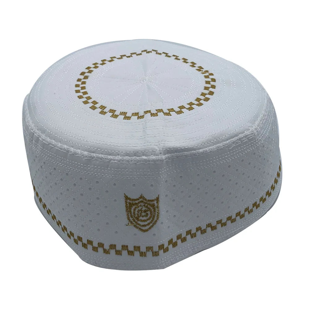 2023 New Muslim Prayer Hats Breathable Headware Kufi Hat Men Islam Skull Cap Ramadan Eid Gift Embroidery Man Hat