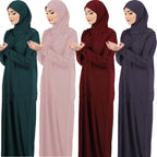 Women's Prayer Garment Ramadan Muslim Abaya Kaftan Women Jilbab with Hijab Abayat Islam Modest Dress Robe Islamic Arab Clothes