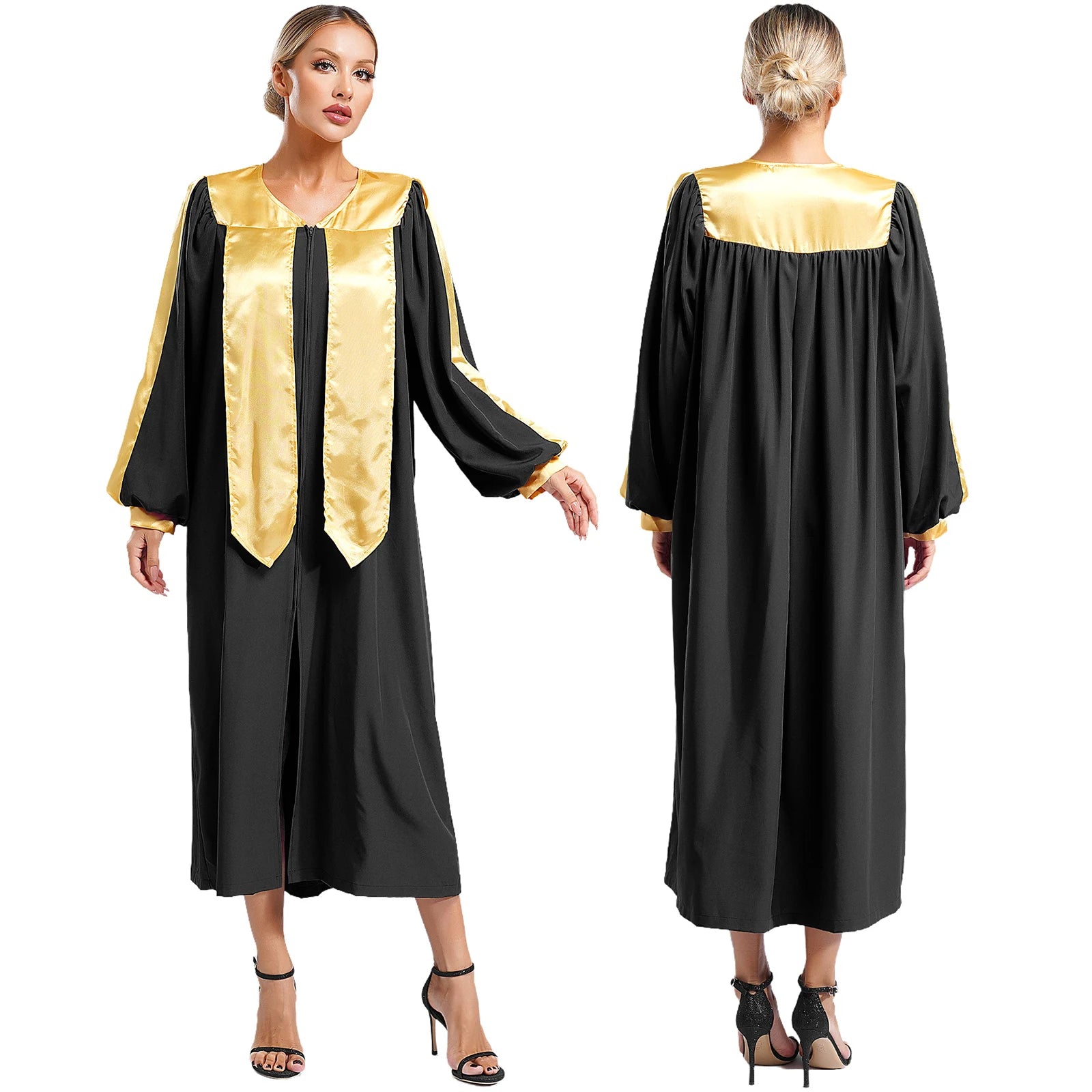 Women Men Church Choir Robe Long Sleeve Zipper Gown Liturgical Worship Prayer Praise Dress Halloween Theme Party Cosplay Costume