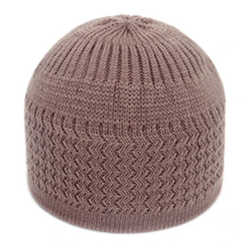Winter Knitted Muslim Men Prayer Hats Unisex Beanies Cap Warm Islamic Ramadan Jewish Kippah Homme Hat Men's Wrap Head Caps