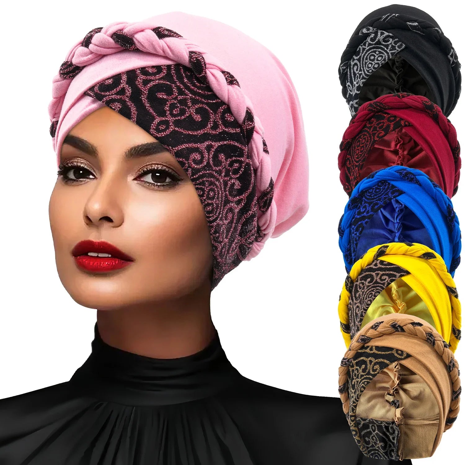 Head Scarf for Muslim Women Turban Cap Ladies Islamic Print Bonnet Hat Braid Headband Turbante Mujer Beanies Hats
